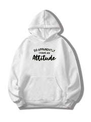 Attitude Print Hoodie with Kangaroo Pocket for Women