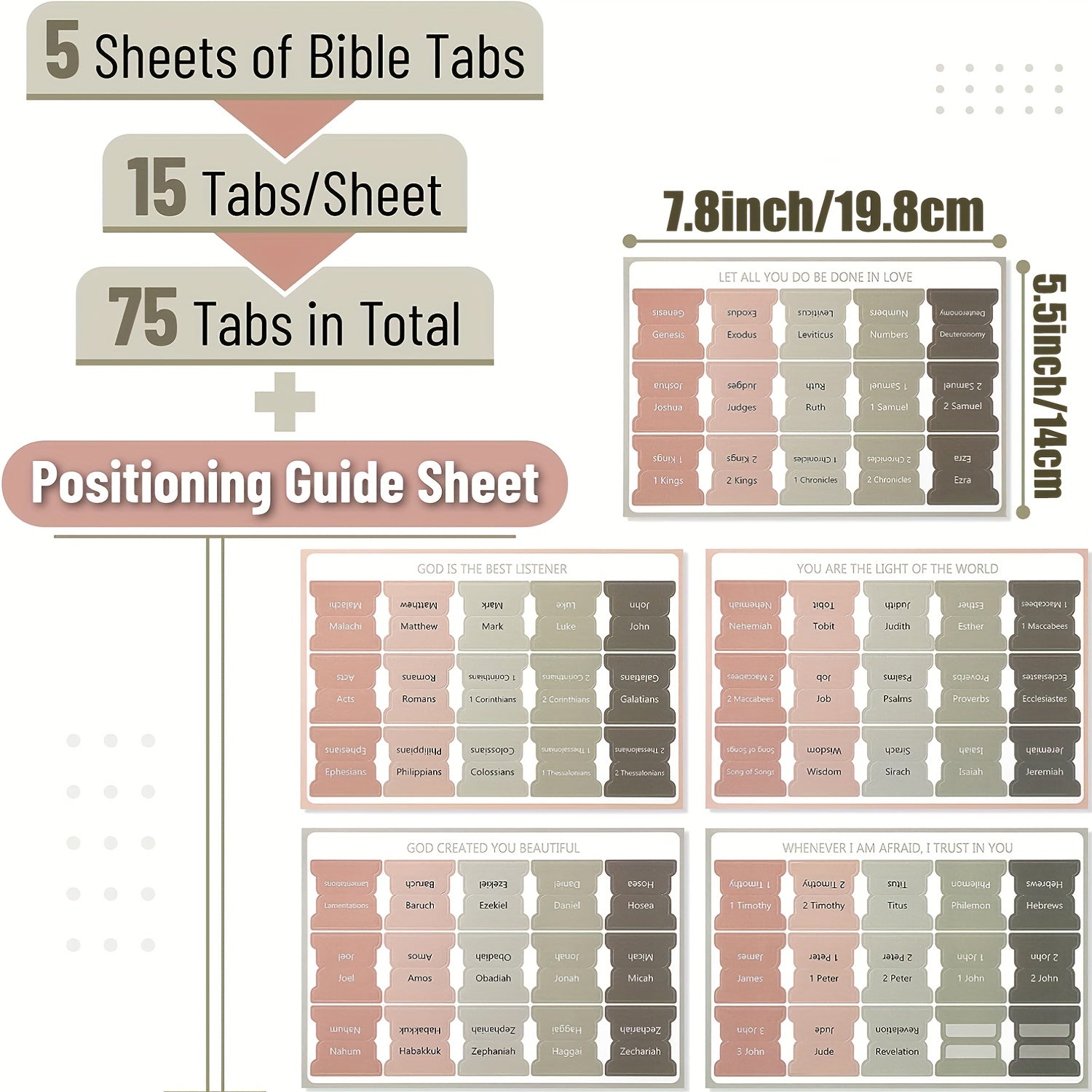 Bible Index Tab 75 Tabs Large Label Stickers Cross Faith