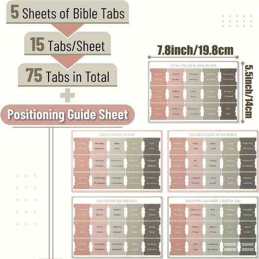 Bible Index Tab 75 Tabs Large Label Stickers Cross Faith
