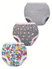 3pcs Kids Potty Training Pants, Diaper Shorts for 2-4 Years, Breathable Cotton