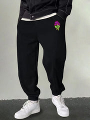 Men's Green Skull Print Joggers Casual Sweatpants