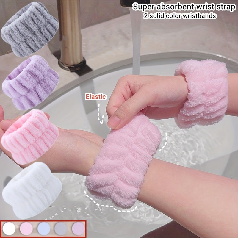 2pcs Absorbent Wristbands for Women, Soft Towels for Washing Face
