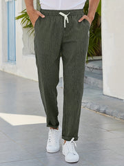 Loose Fit Striped Sweatpants Men's Drawstring Casual Pants