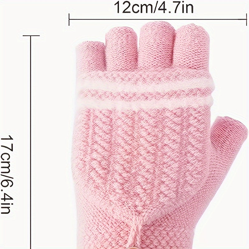 USB Heated Gloves Winter Mittens Knitting Fingerless Hand Warmer