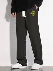 Sun Pattern Loose Fit Mopping Pants Men s Casual Joggers