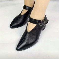 Women's Mid Heel Pointed Toe Dance Shoes with Buckle Strap