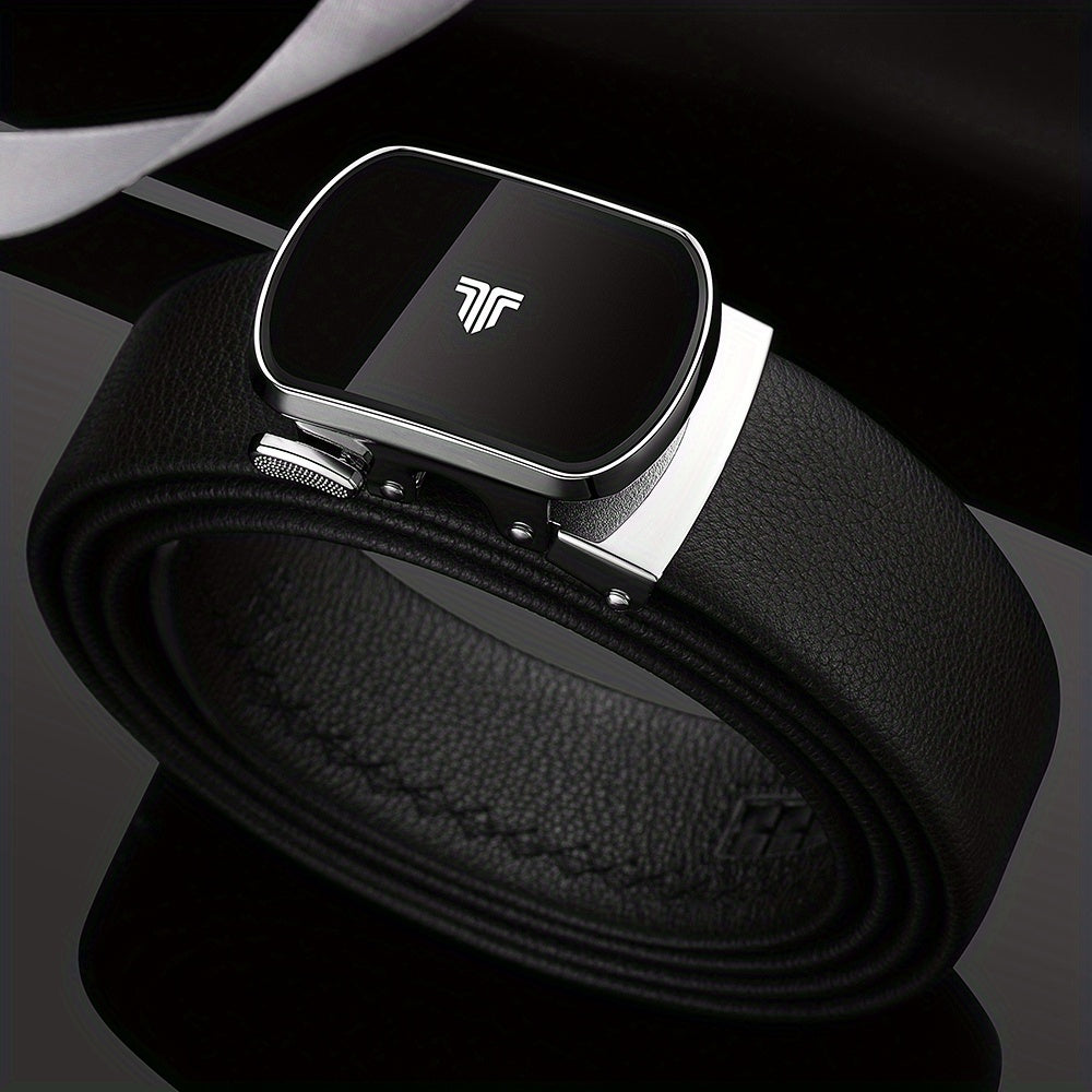 Men's Leather Auto Buckle Belt Top Cowhide Business Belt