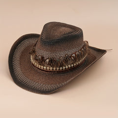 Ethnic Style Straw Cowboy Hat Skull Tibetan Vacation Beach Hat