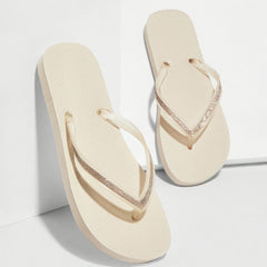 Glitter Flip Flops Casual Square Open Toe Flat Slide Shoes