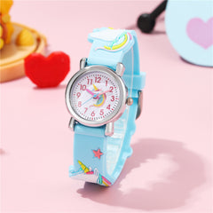 Girls Unicorn Print Waterproof Watch with Rubber Wristband