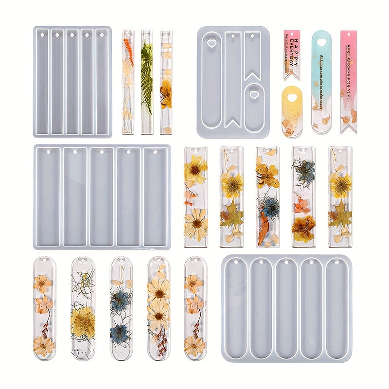Rectangular Oval Bookmark Pendant Resin Mold Crystal Epoxy Jewelry Silicone Mold