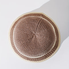Striped Crochet Khaki Bucket Hats French Sun Hat Women Breathable Cloche Hats