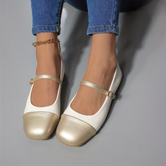 Colorblock Mary Jane Square Toe Shoes Soft Sole Flats