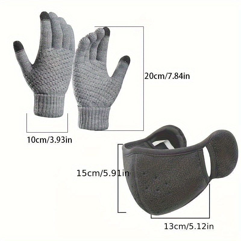 Outdoor Riding Ear Protection Mask Knitted Gloves Set