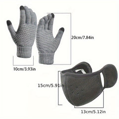 Outdoor Riding Ear Protection Mask Knitted Gloves Set
