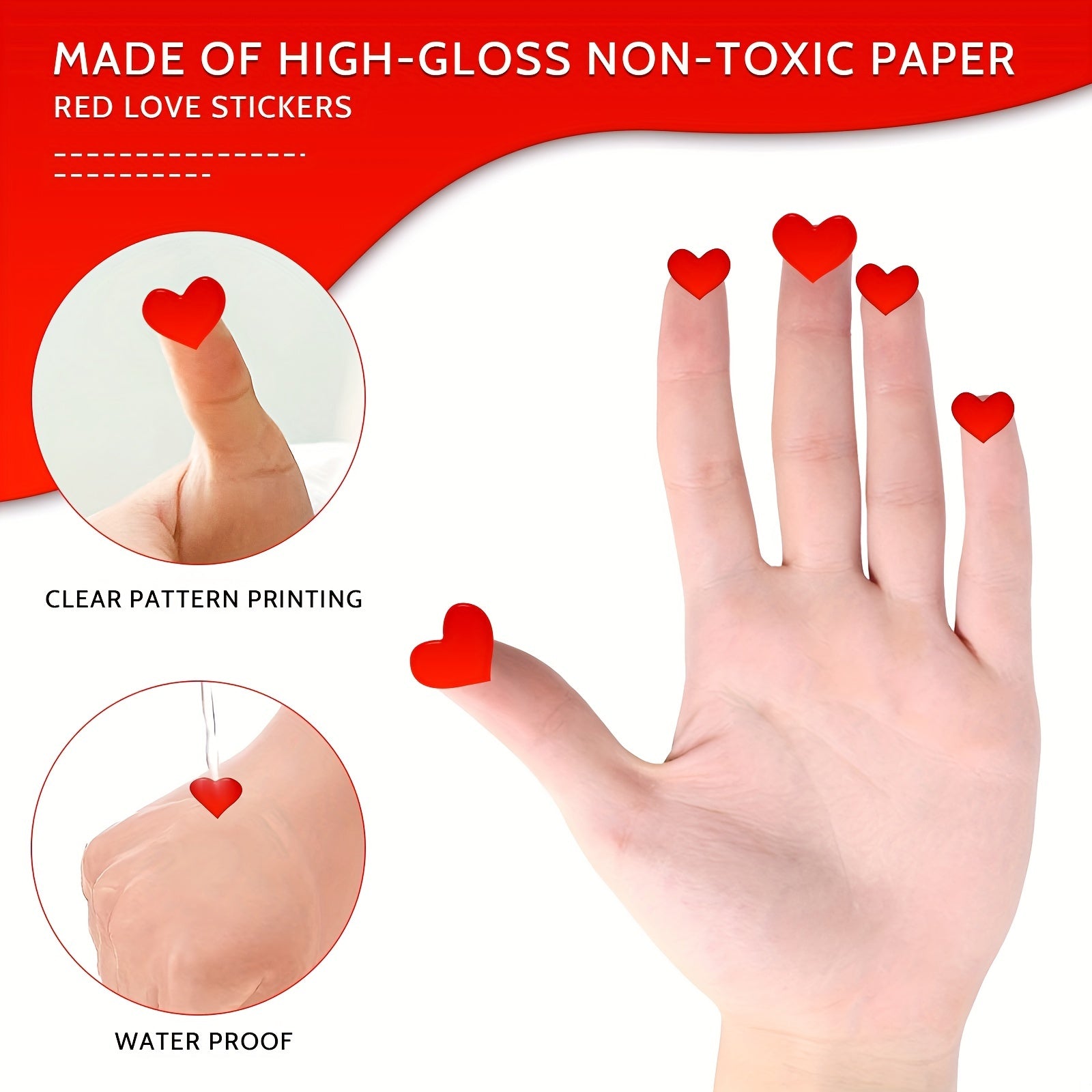 Red Heart Stickers 1404pcs 2 Styles Reusable & Self Adhesive