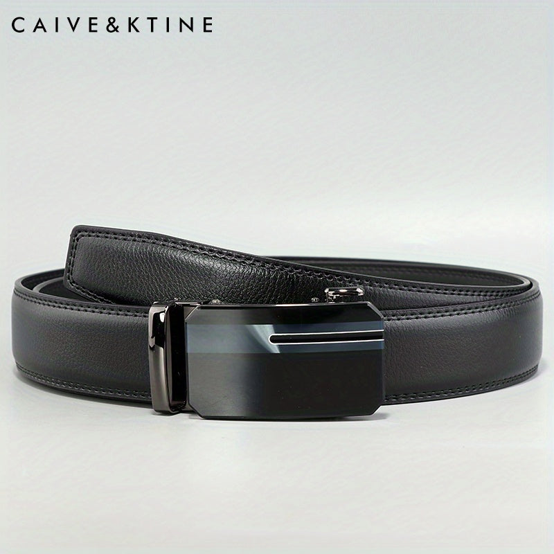 Men's Cowhide Leather Business Belt With Automatic Buckle