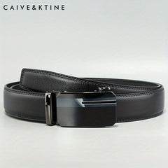 Men's Cowhide Leather Business Belt With Automatic Buckle