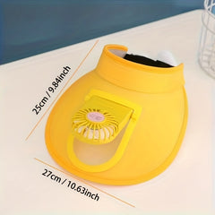 USB Rechargeable Fan Hat Candy Visor Hat Adjustable PVC Casual Sun Hat