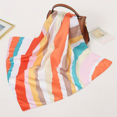 Colorful Striped Square Scarf Printed Casual Bandana Woman Neckerchief