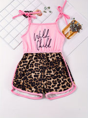 Toddler Girls Leopard Graphic Cami Rompers for Beach Vacation