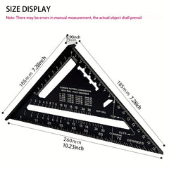 7Inch Triangle Ruler Aluminium Carpenter Set Square Angle Woodworking Tools