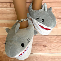 Women's Shark Plush Slippers Warm Cozy Slip On Shoes