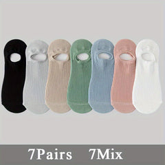 7 Pairs Low Cut Ankle Socks Women's Stockings & Hosiery
