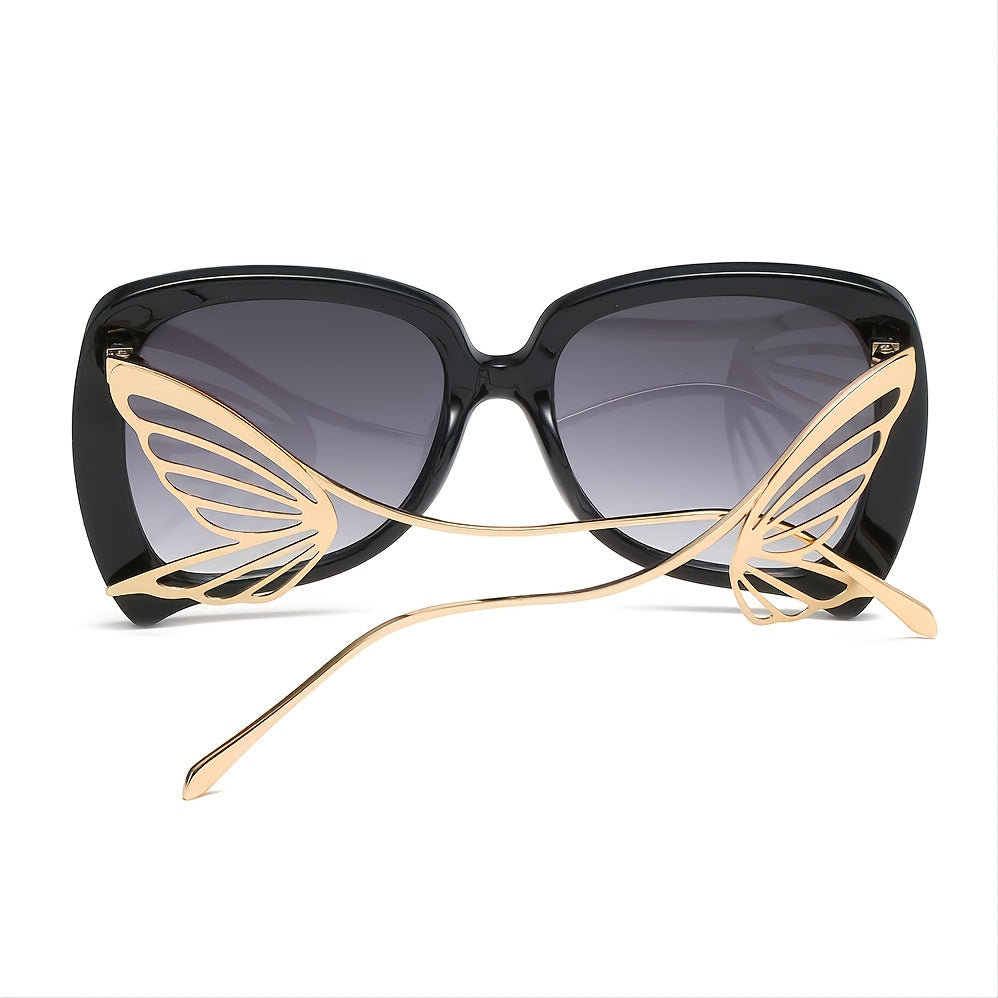 OOLVS Big Frame Butterfly Sunglasses UV Protection Metal Leg Gafas De Sol