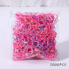 1000pcs Mini Colorful Elastic Rubber Hair Ties Set for Girls