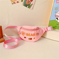 Cartoon Bear Graphic Zipper Chest Bag Waist Bag