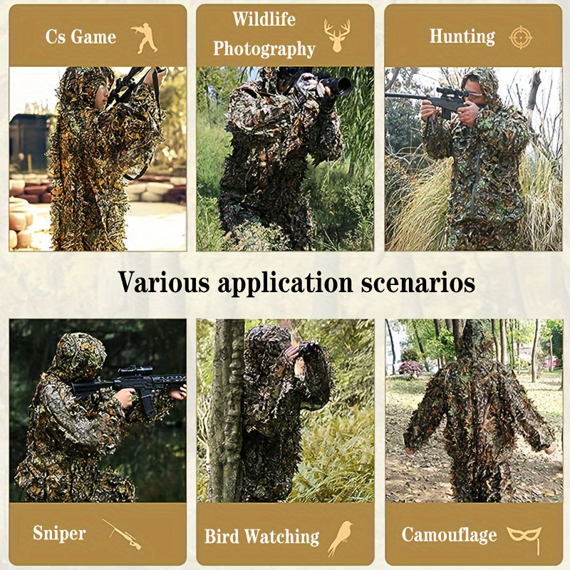 Lightweight 3D Leafy Camouflage Set Outdoor Camouflage Ghillie Suit