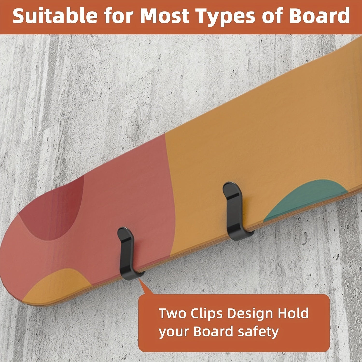 Horizontal Snowboard Wall Mount Clips, Snowboard Storage Rack