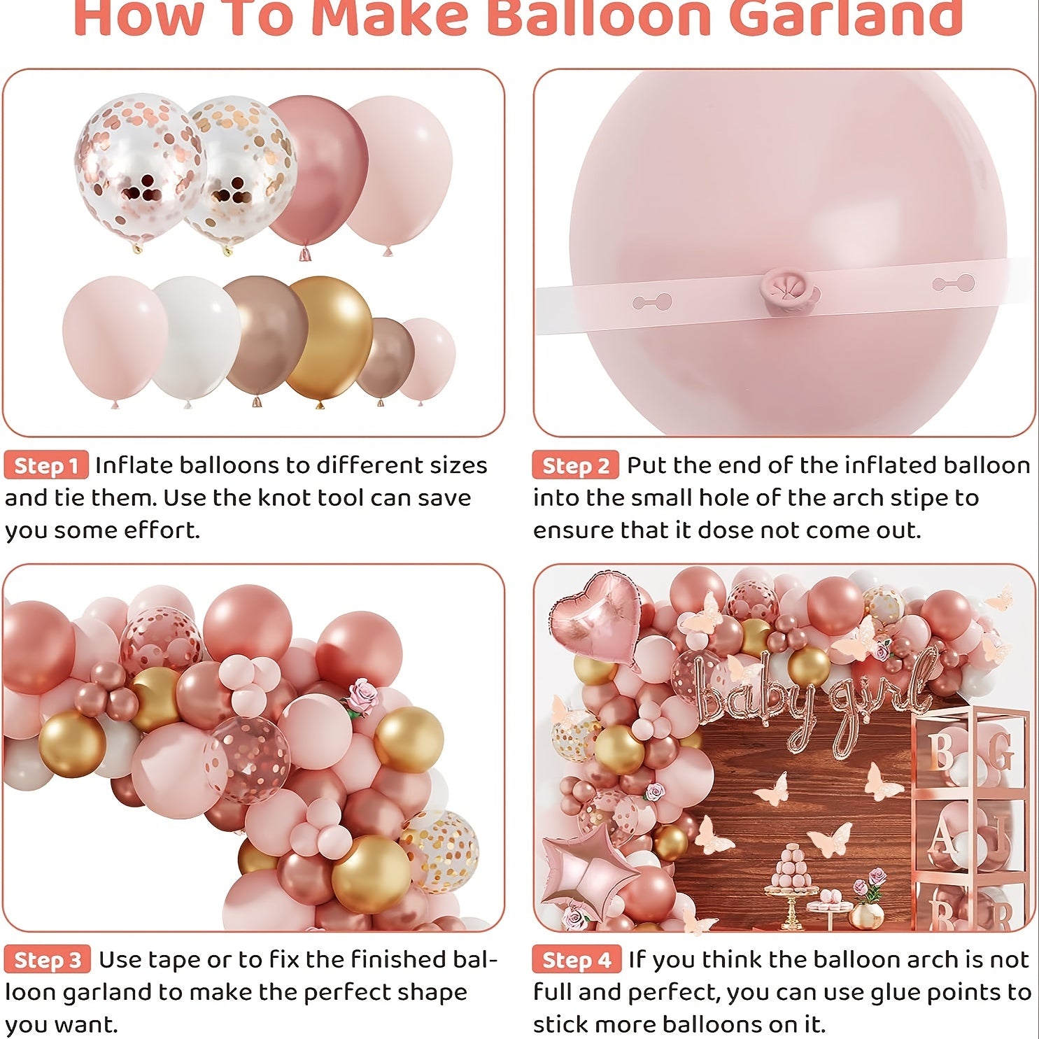 103pcs Rose Gold Balloons Decoration Kit for Women Birthday Bridal Party