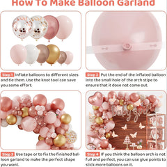 103pcs Rose Gold Balloons Decoration Kit for Women Birthday Bridal Party