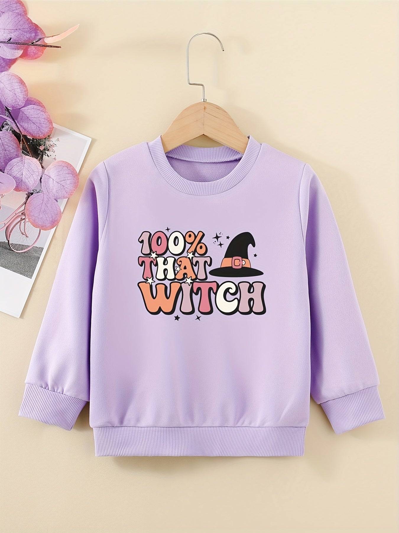 Halloween Girls Sweatshirt Combo Style Round Neck Casual Pullover Tops