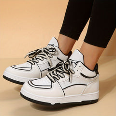 Women's Platform Skate Shoes Mid Top Lace Up Sneakers