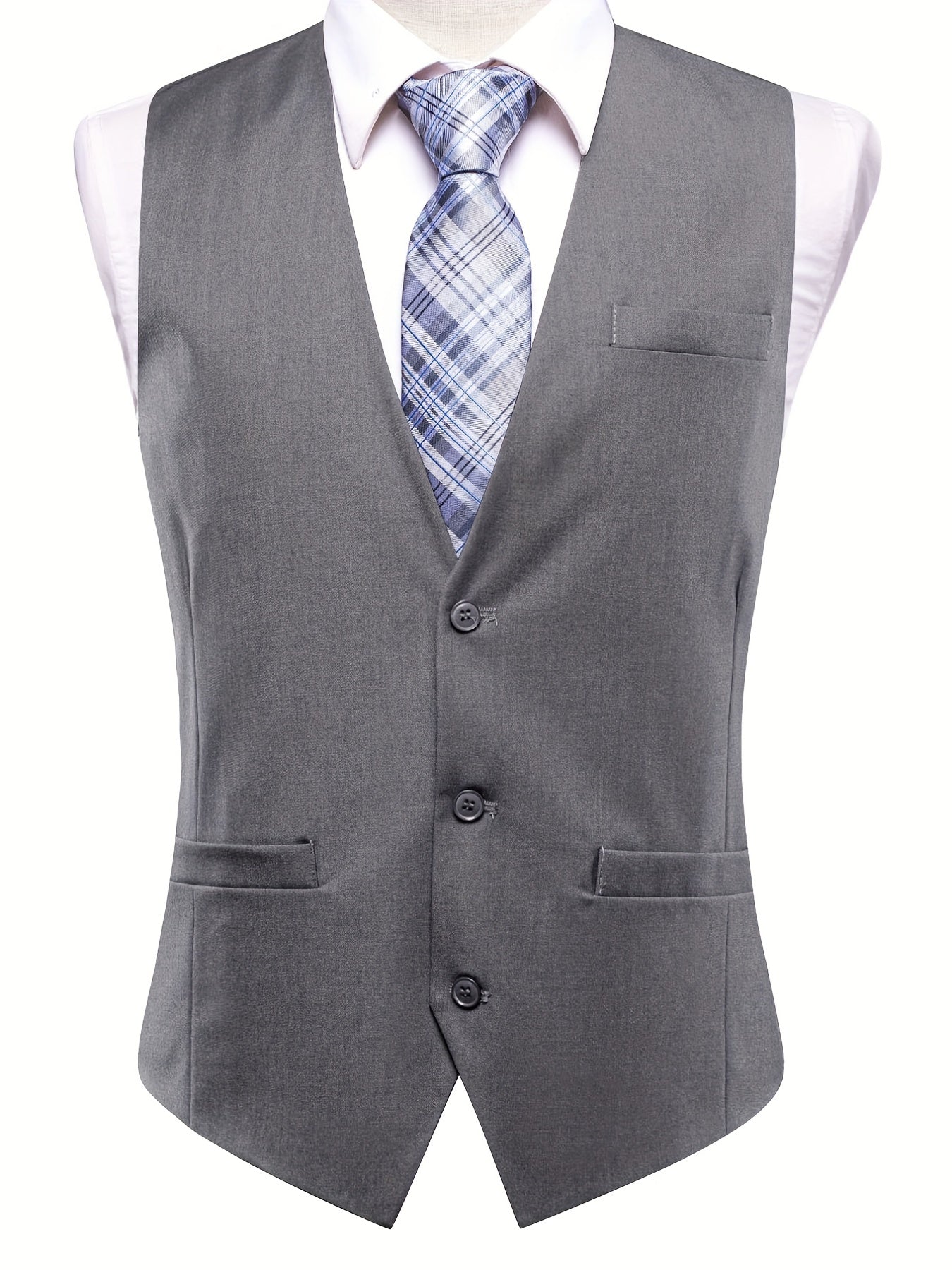 Vintage Style Dress Waistcoat Men's Single Breasted V Neck Smart Suit Vest