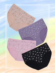 4 Pack Women's Plus Size Ditsy Floral Print Briefs Set