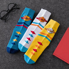 3 Pairs Cartoon Graffiti Mid Tube Socks Women's Stockings