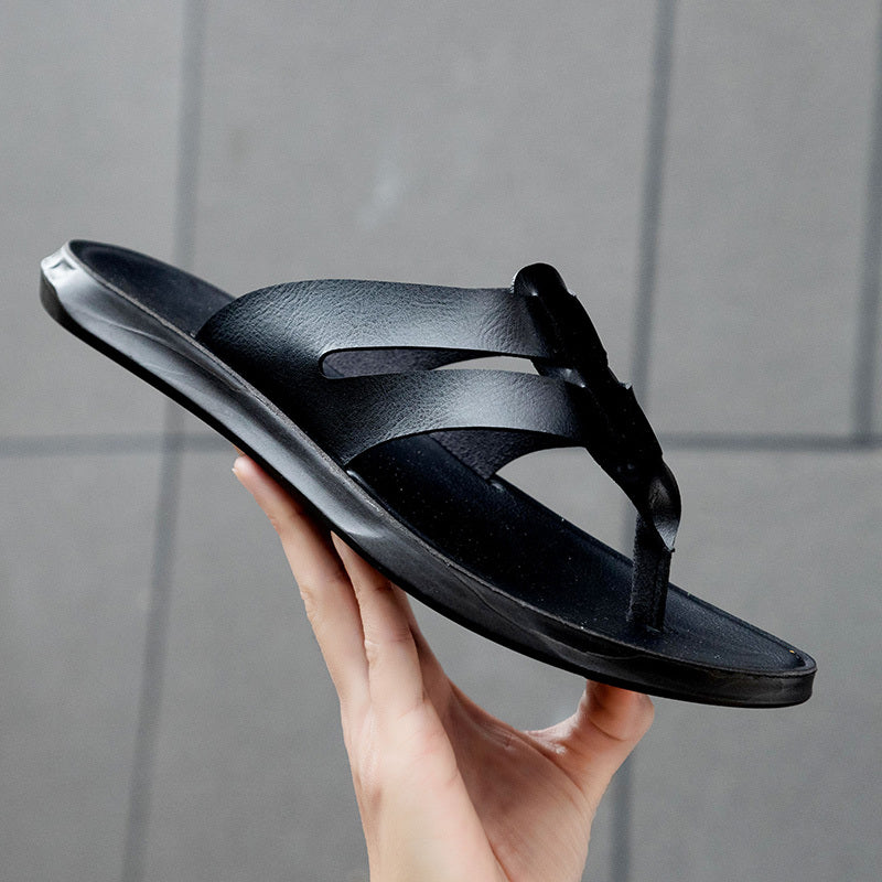 Unisex Leather Flip Flops Durable Lightweight Non Slip Sandals