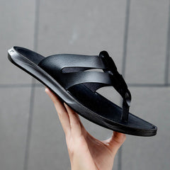 Unisex Leather Flip Flops Durable Lightweight Non Slip Sandals