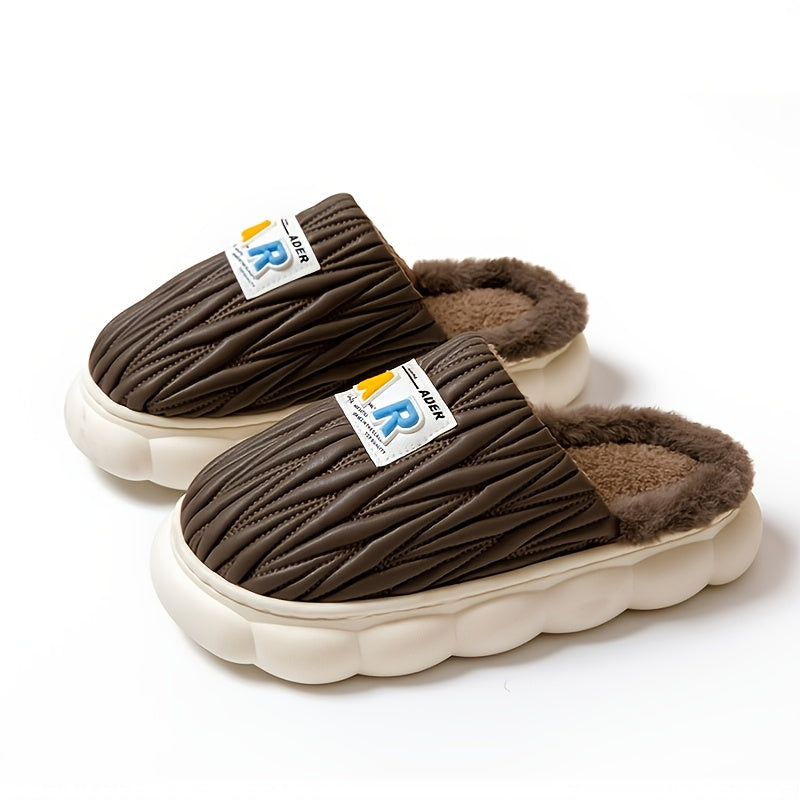 Men's Warm Fleece Cozy Non slip Platform Slippers