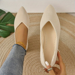 Women's Striped Detail Flat Shoes Pointed Toe Comfy Slip On