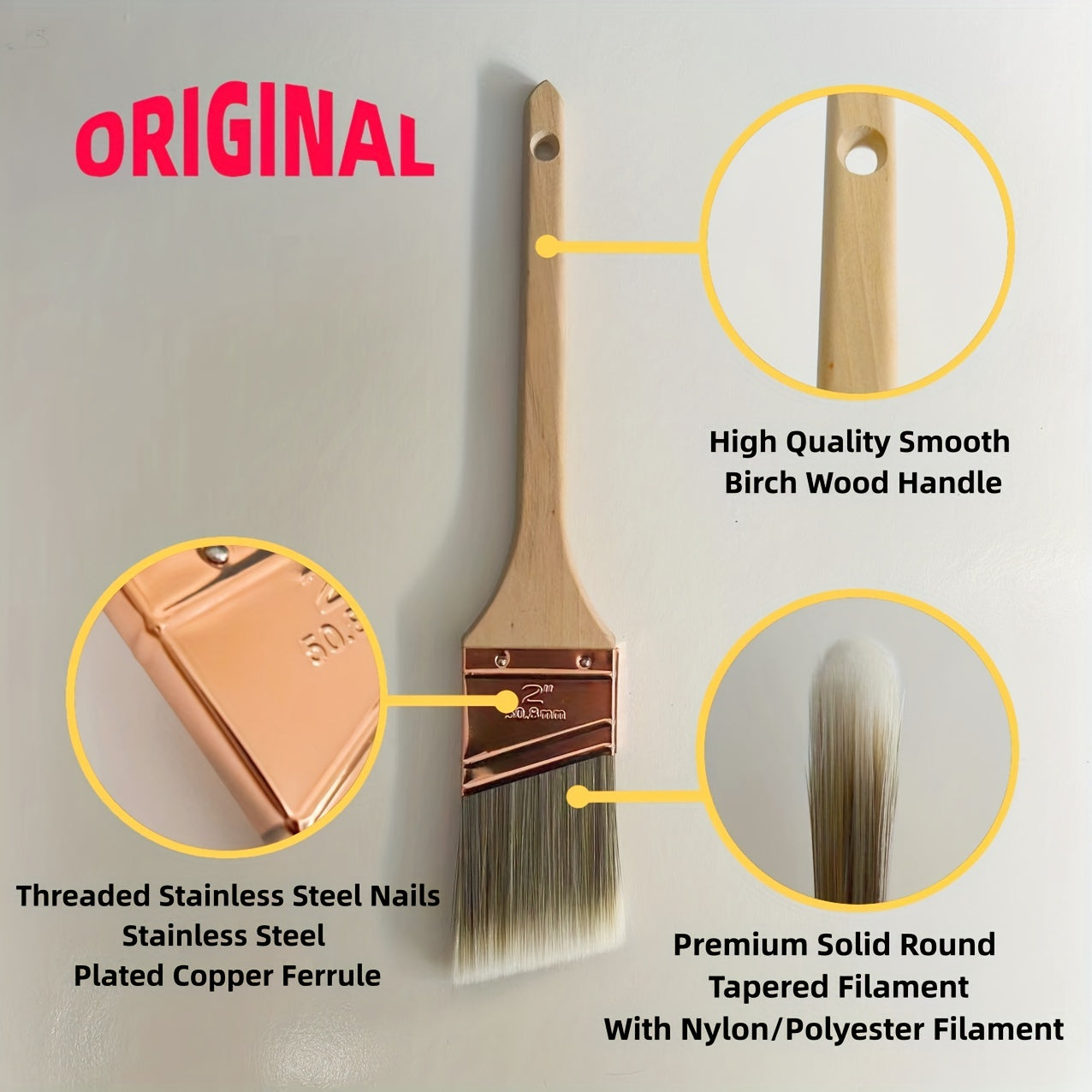 Professional Angled Cut In Paint Brush - Precision Detail Brush for Trim