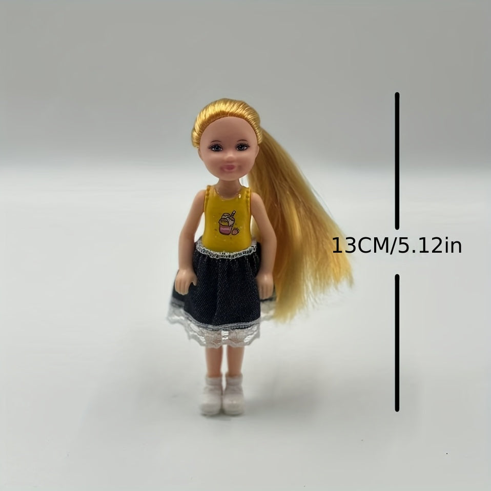 5 Mixed Color Dolls with Outfit Accessories Skirts Polka Dots F