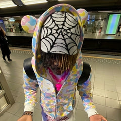 Y2K Spider Web Jacquard Beanie Gothic Skull Cap