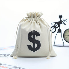 US Dollar Canvas Bag Coin Money Bag Large Capacity Drawstring Bag