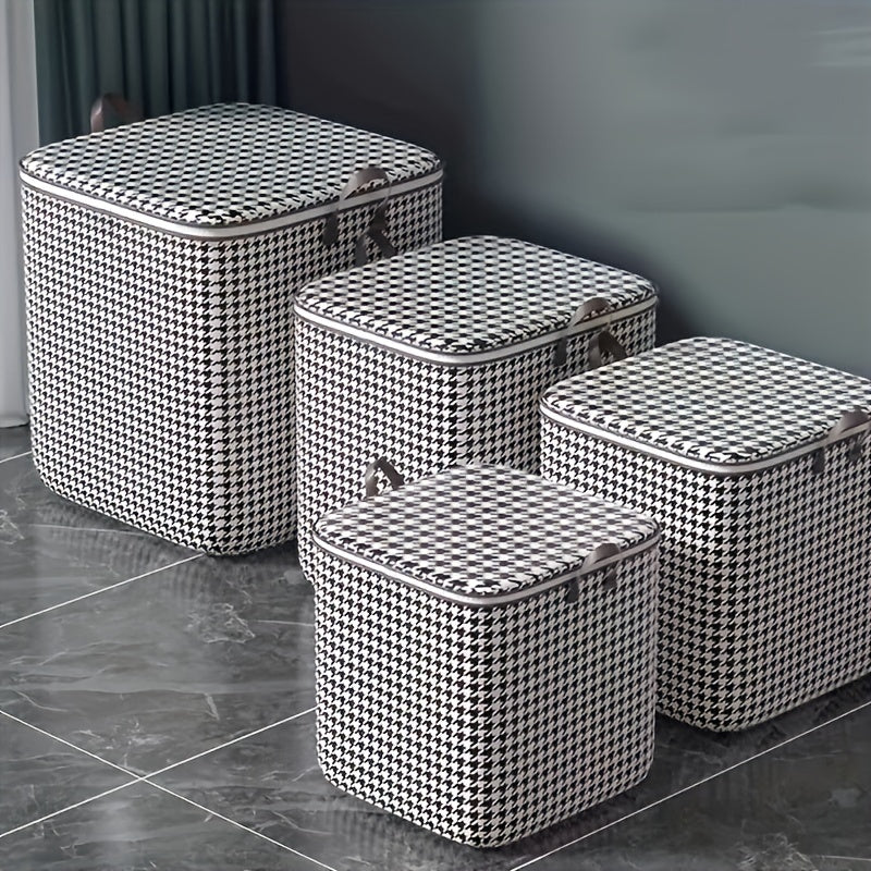 Houndstooth Storage Bag Waterproof Dustproof Large Capacity