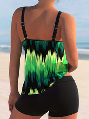 Tie Dye Tankini Set Women's Modest 2 Piece Swimsuit